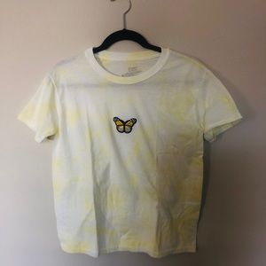 Yellow butterfly tie dye tee